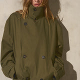 ITALIAN COTTON CROPPED TRENCH - Moss