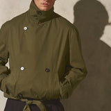 ITALIAN COTTON CROPPED TRENCH - Moss