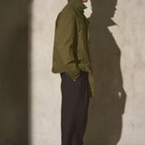 ITALIAN COTTON CROPPED TRENCH - Moss