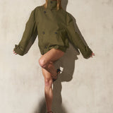 ITALIAN COTTON CROPPED TRENCH - Moss