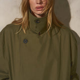 ITALIAN COTTON CROPPED TRENCH - Moss
