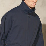 ITALIAN COTTON ZIP BOMBER - Midnight