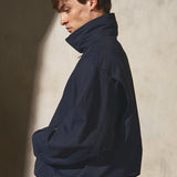 ITALIAN COTTON ZIP BOMBER - Midnight