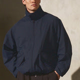 ITALIAN COTTON ZIP BOMBER - Midnight