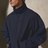 ITALIAN COTTON ZIP BOMBER - Midnight