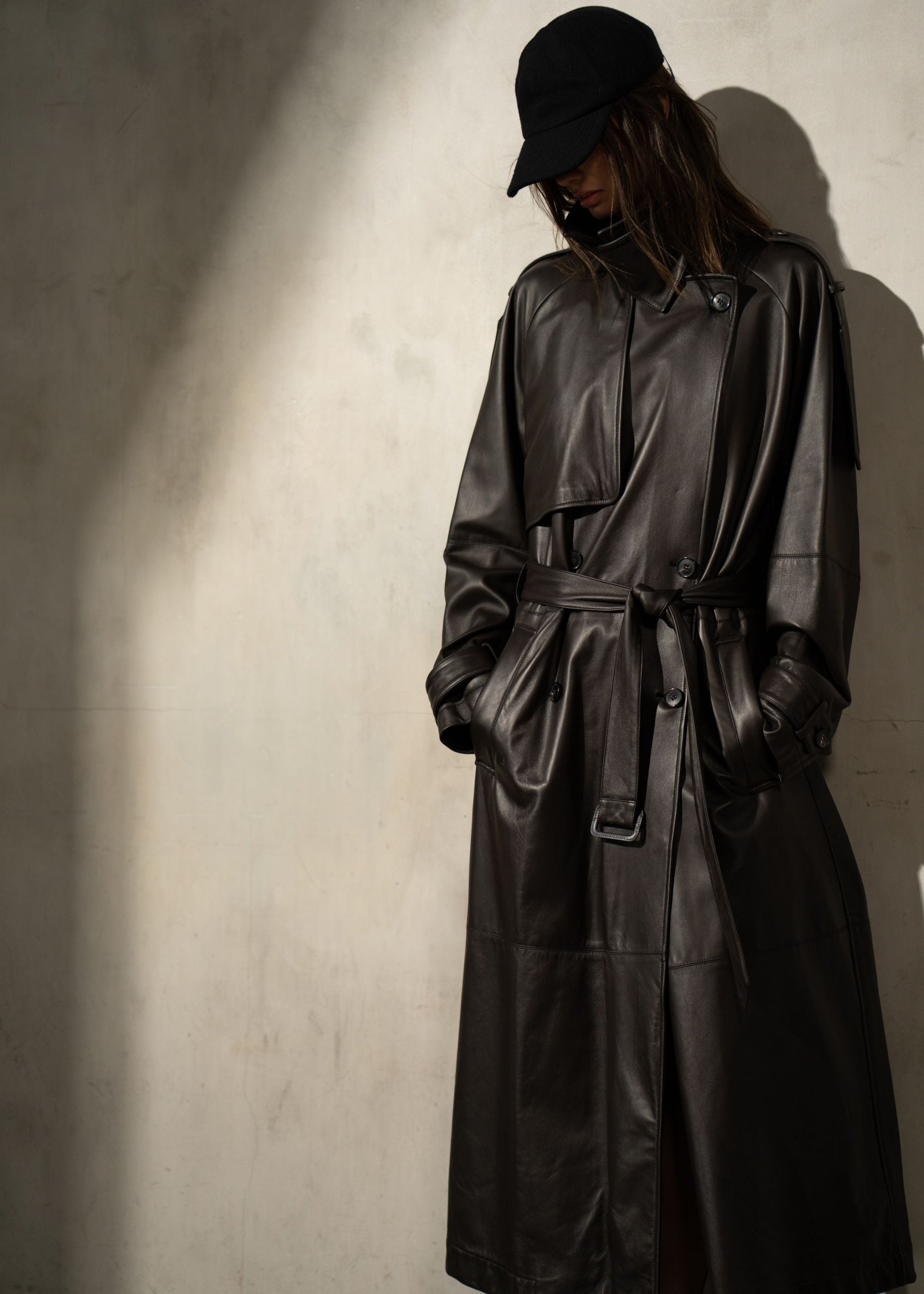 ITALIAN LEATHER TRENCH Dark Espresso