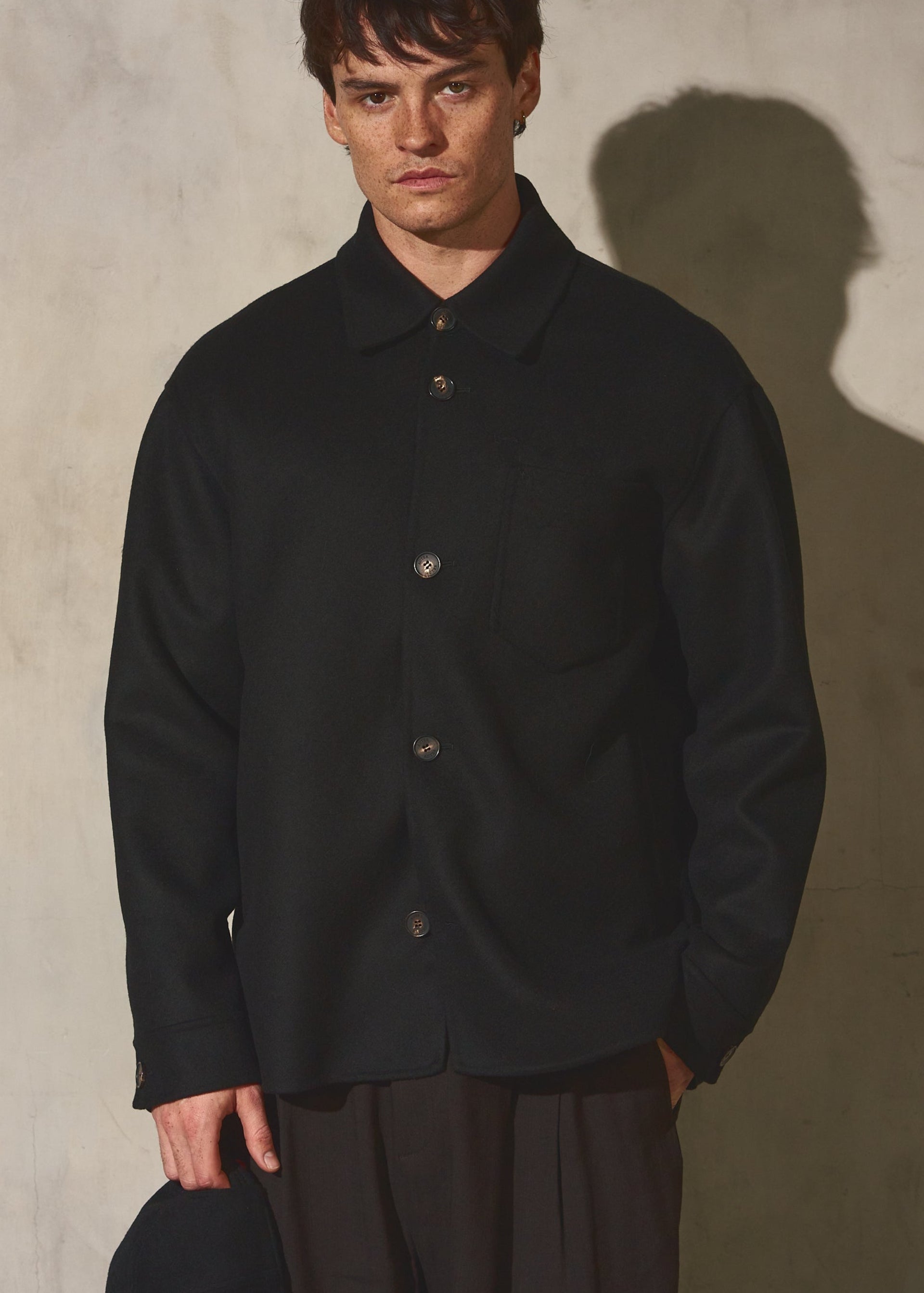 ITALIAN WOOL SHIRT JACKET Noir