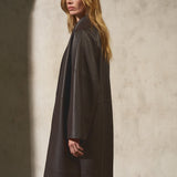 LEATHER CAPE COAT - Dark Espresso