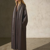 LEATHER CAPE COAT - Dark Espresso