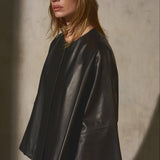 PAPERWEIGHT LEATHER CAPE - Noir
