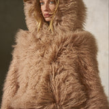 CROPPED HOODED MONGOLIAN - Rosewood