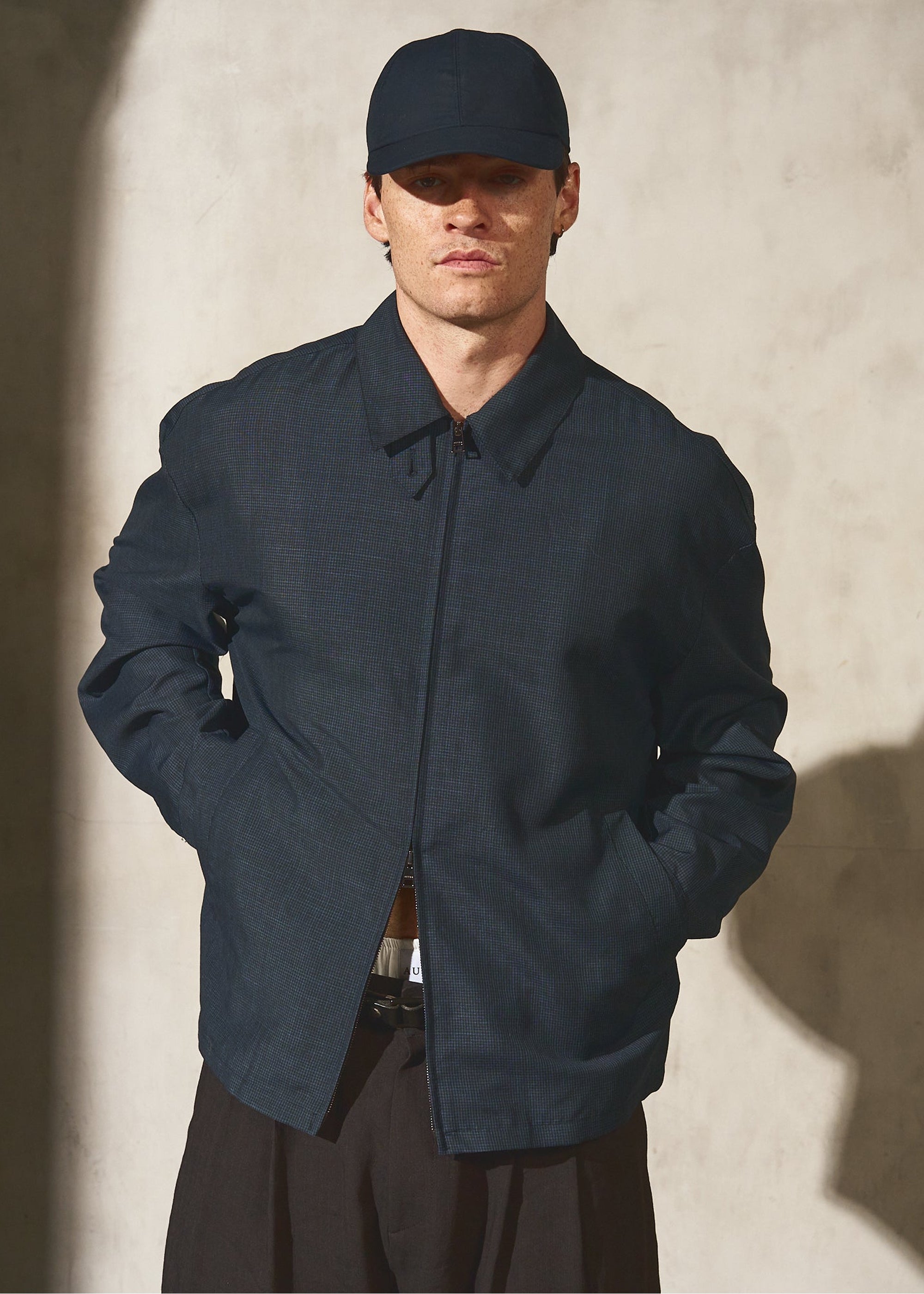 TAB FRONT ZIP JACKET - Midnight