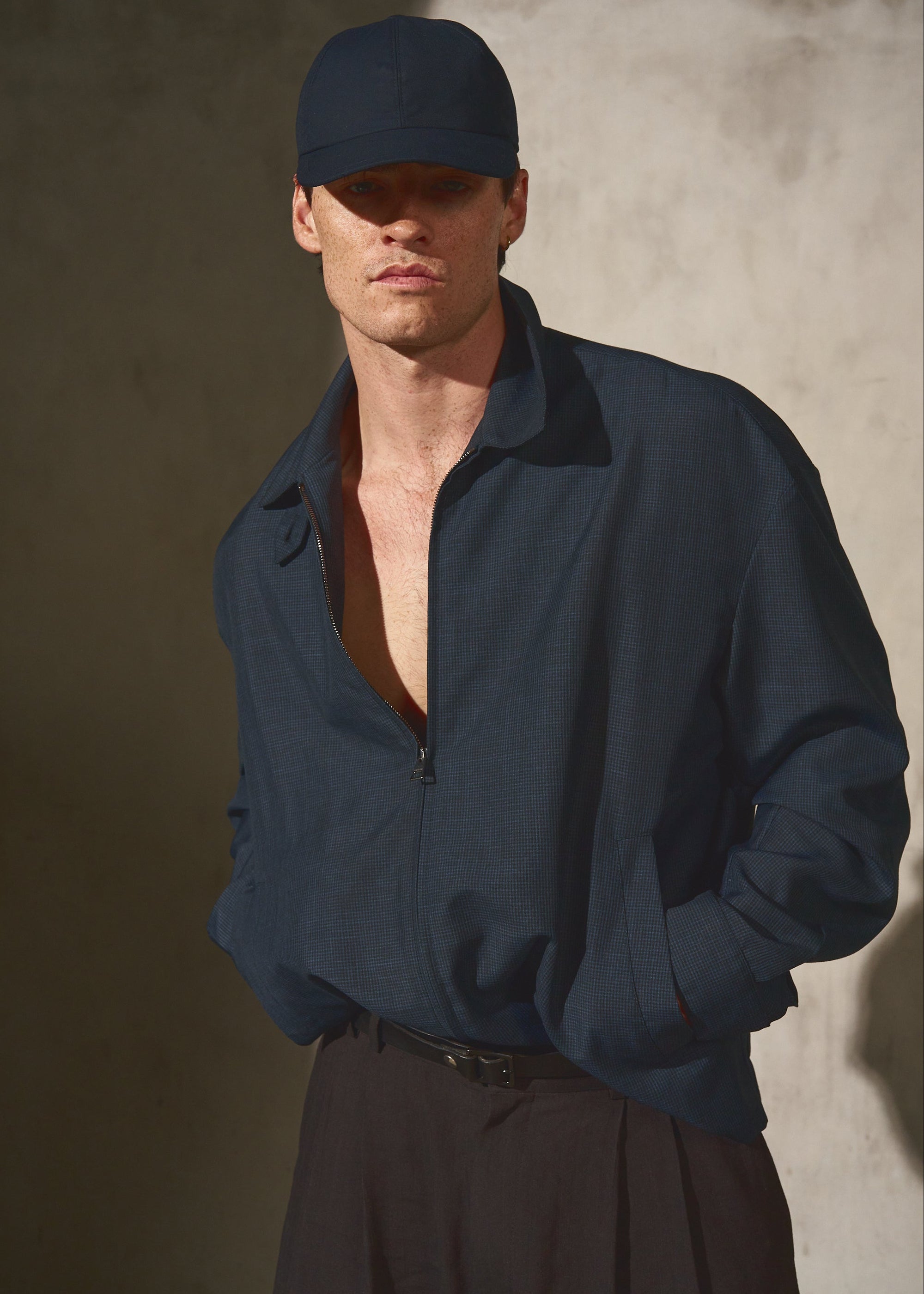 TAB FRONT ZIP JACKET - Midnight
