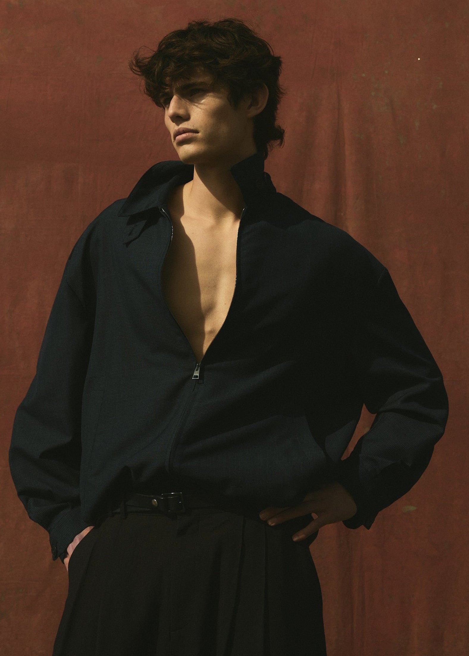 TAB FRONT ZIP JACKET - Midnight