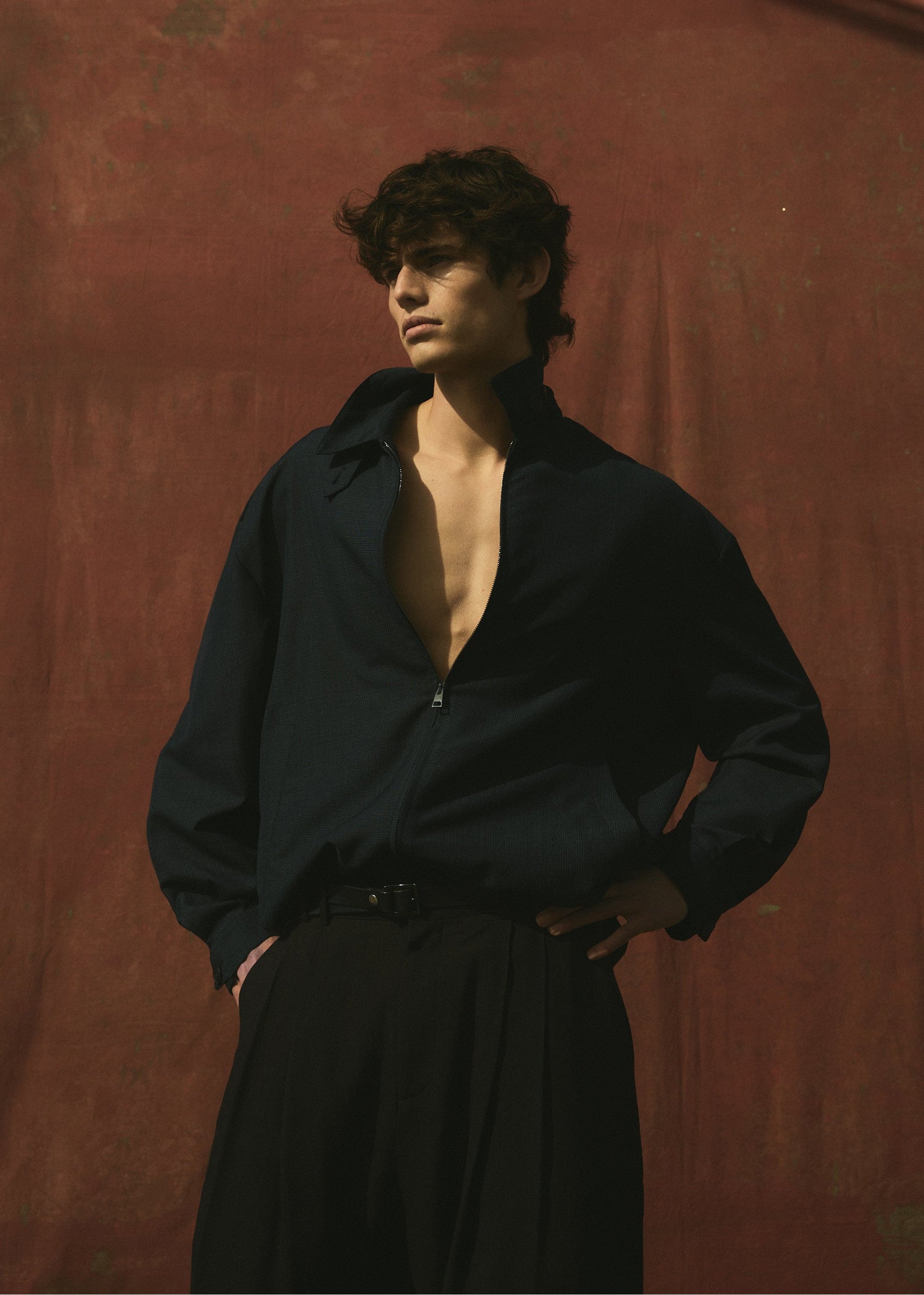 TAB FRONT ZIP JACKET - Midnight