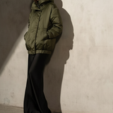 SATEEN BOMBER - Army, Noir