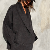 MOHAIR WRAP COAT - Charcoal