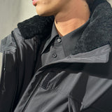 SHEARLING COLLAR TECHNICAL JACKET - Noir