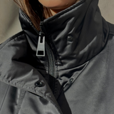 CROPPED SATEEN BOMBER - Noir