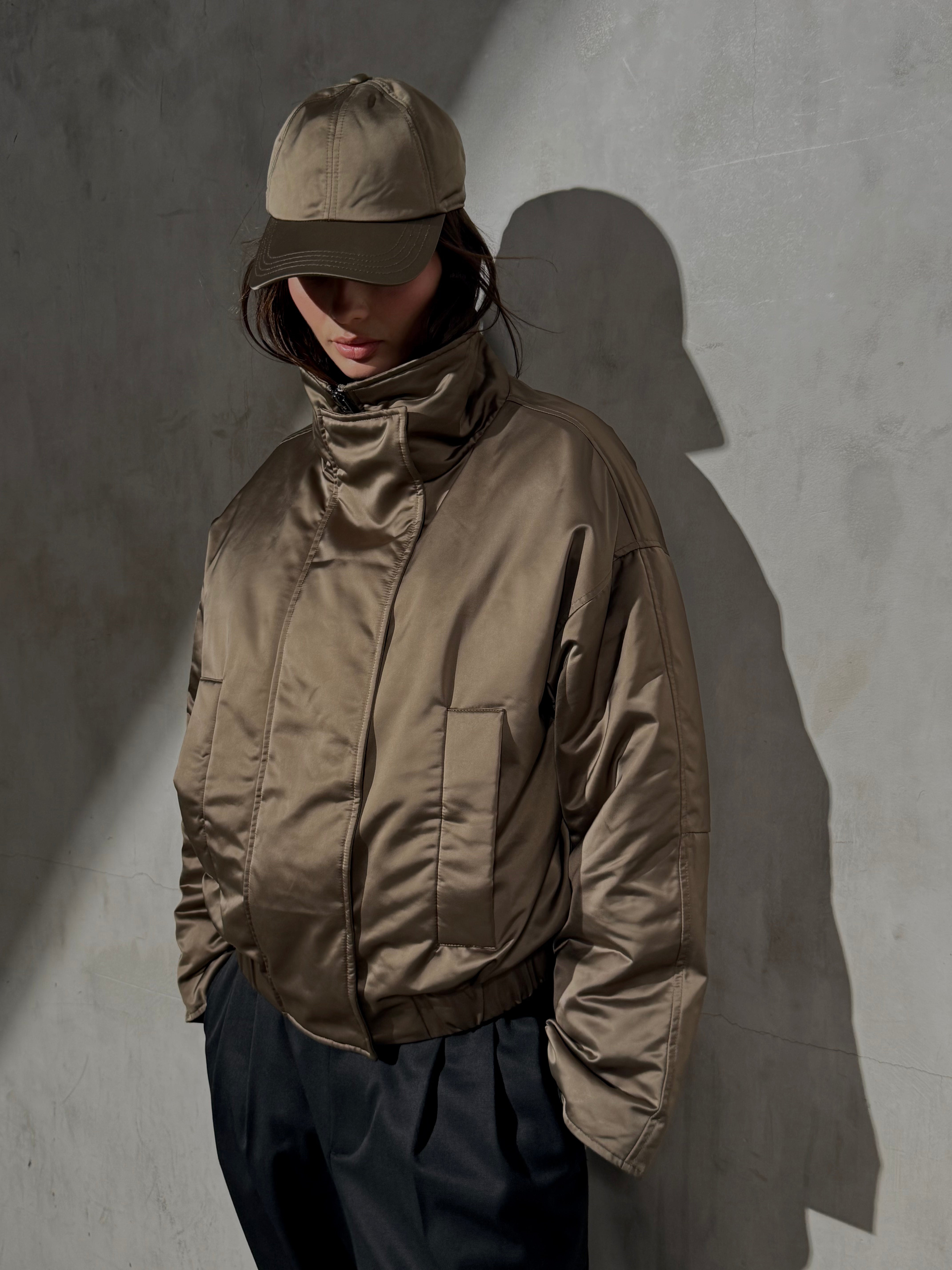 SATEEN BASEBALL CAP - Taupe