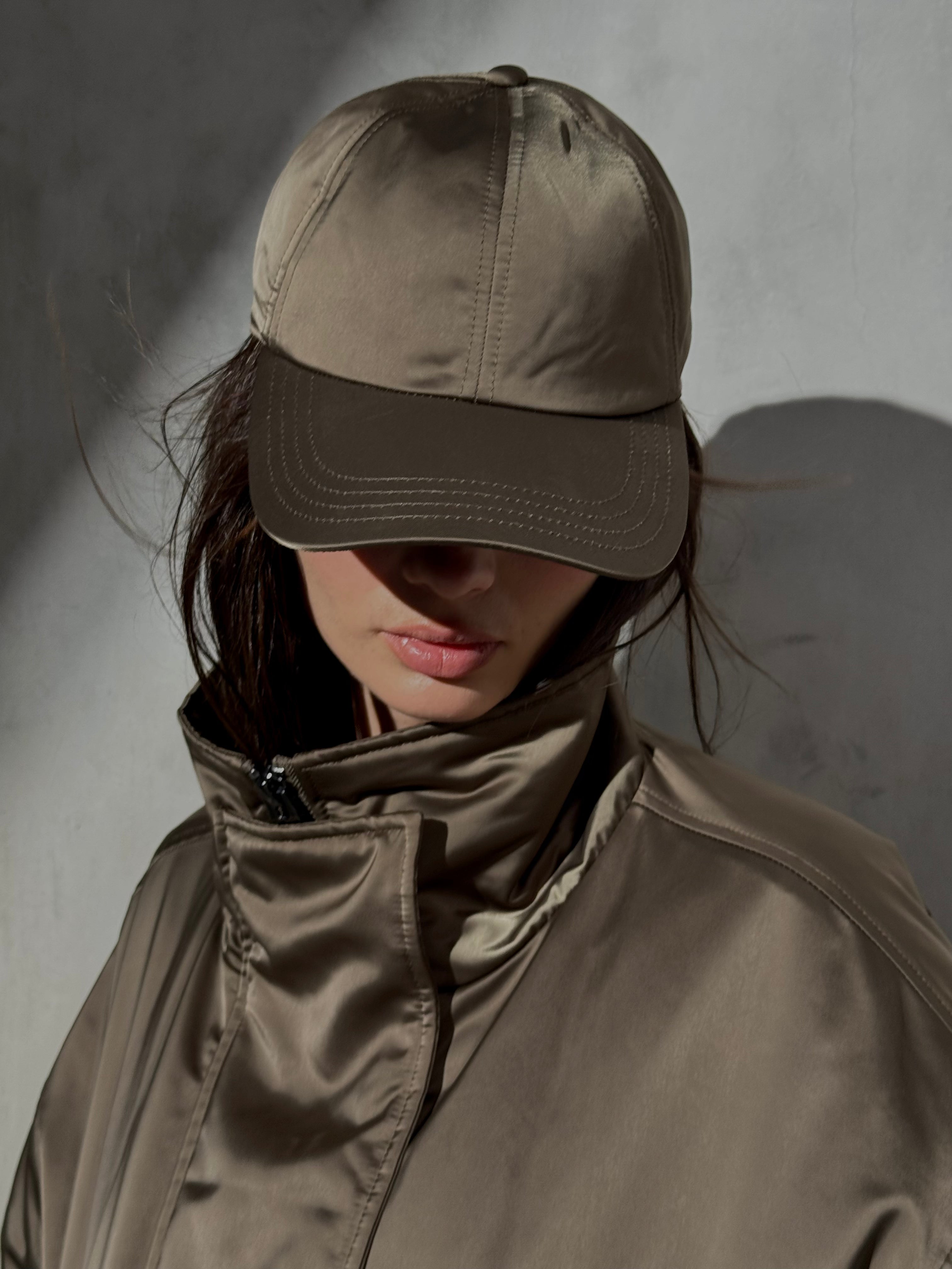 SATEEN BASEBALL CAP - Taupe