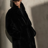 SHEARLING TOP COAT - Noir