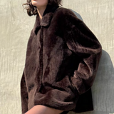 SHEARLING SHIRT JACKET - Espresso