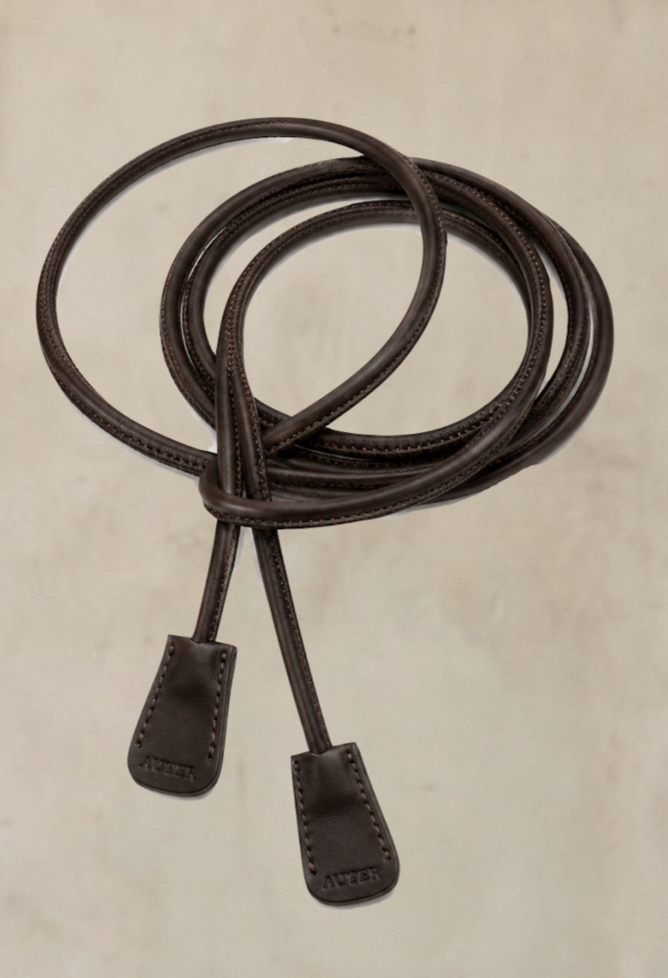 LEATHER COAT BELT - Espresso