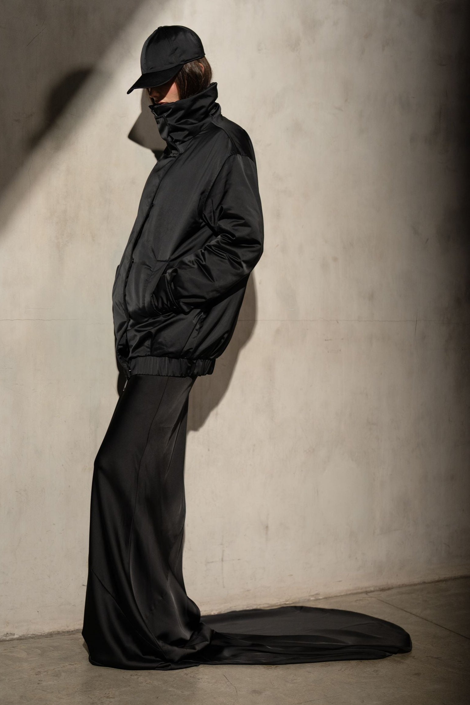 SATEEN BOMBER Noir