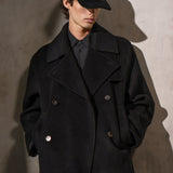 CASHMERE WOOL PEACOAT - Noir