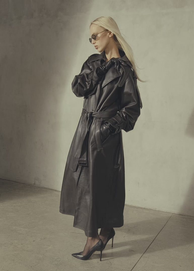 ITALIAN LEATHER TRENCH - Dark Espresso
