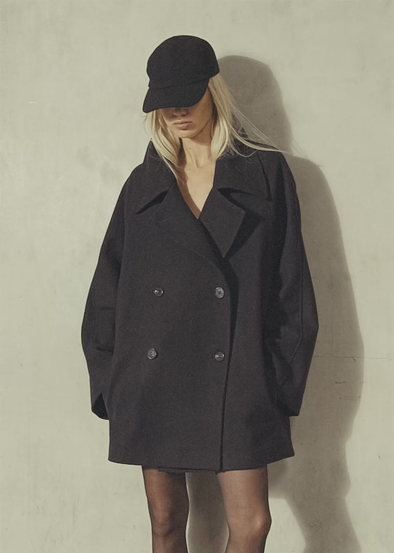 ITALIAN WOOL PEACOAT – Noir