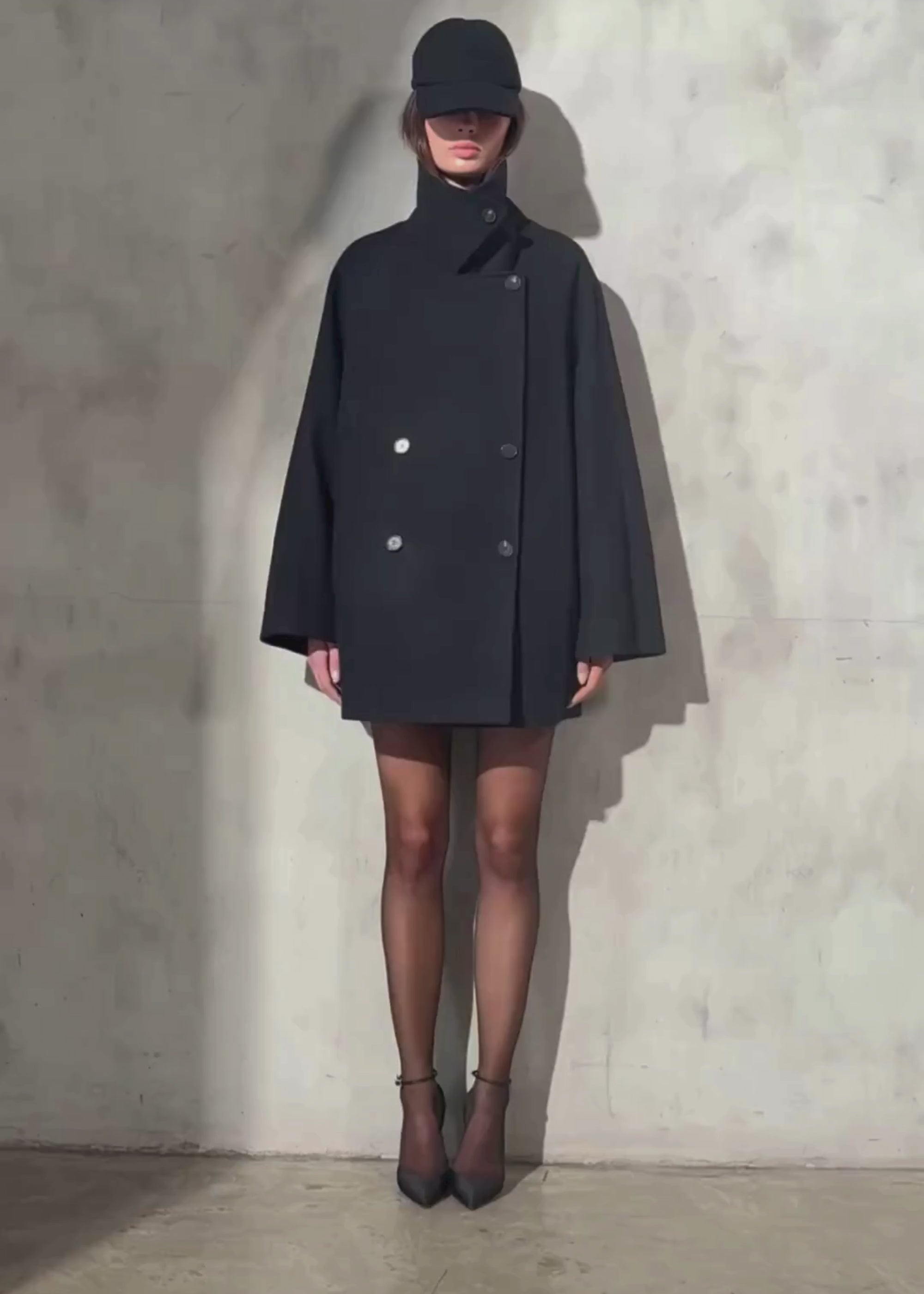 ITALIAN WOOL PEACOAT – Noir