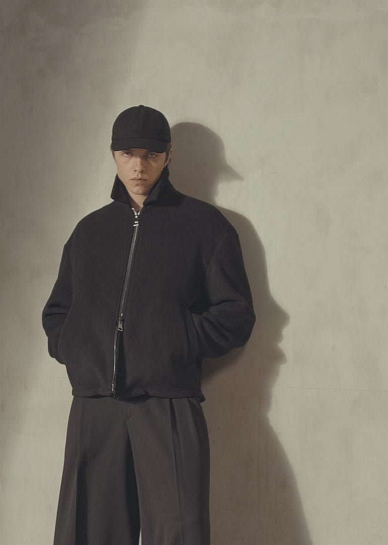 ITALIAN WOOL ZIP JACKET - Noir