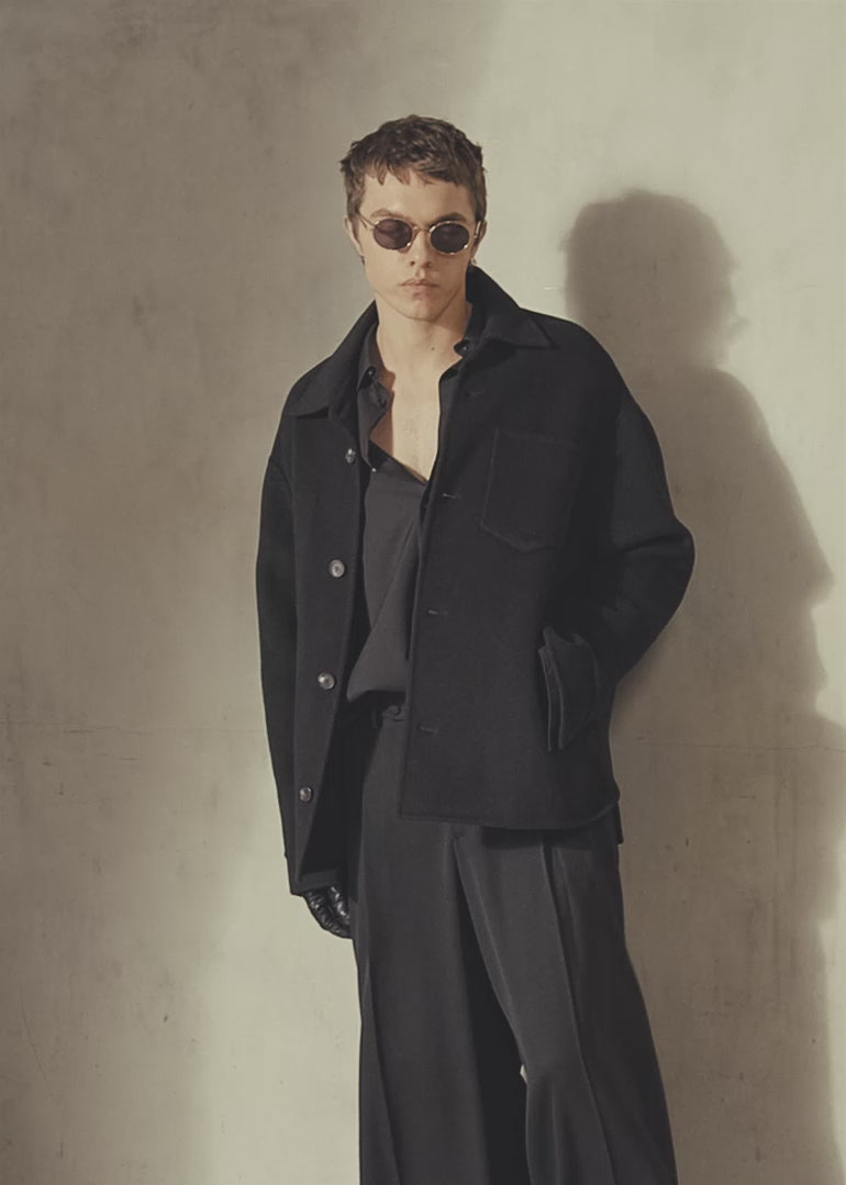 ITALIAN WOOL SHIRT JACKET - Noir