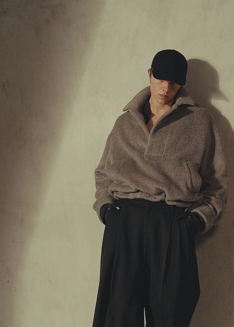 WOOL PULLOVER JACKET - Oat