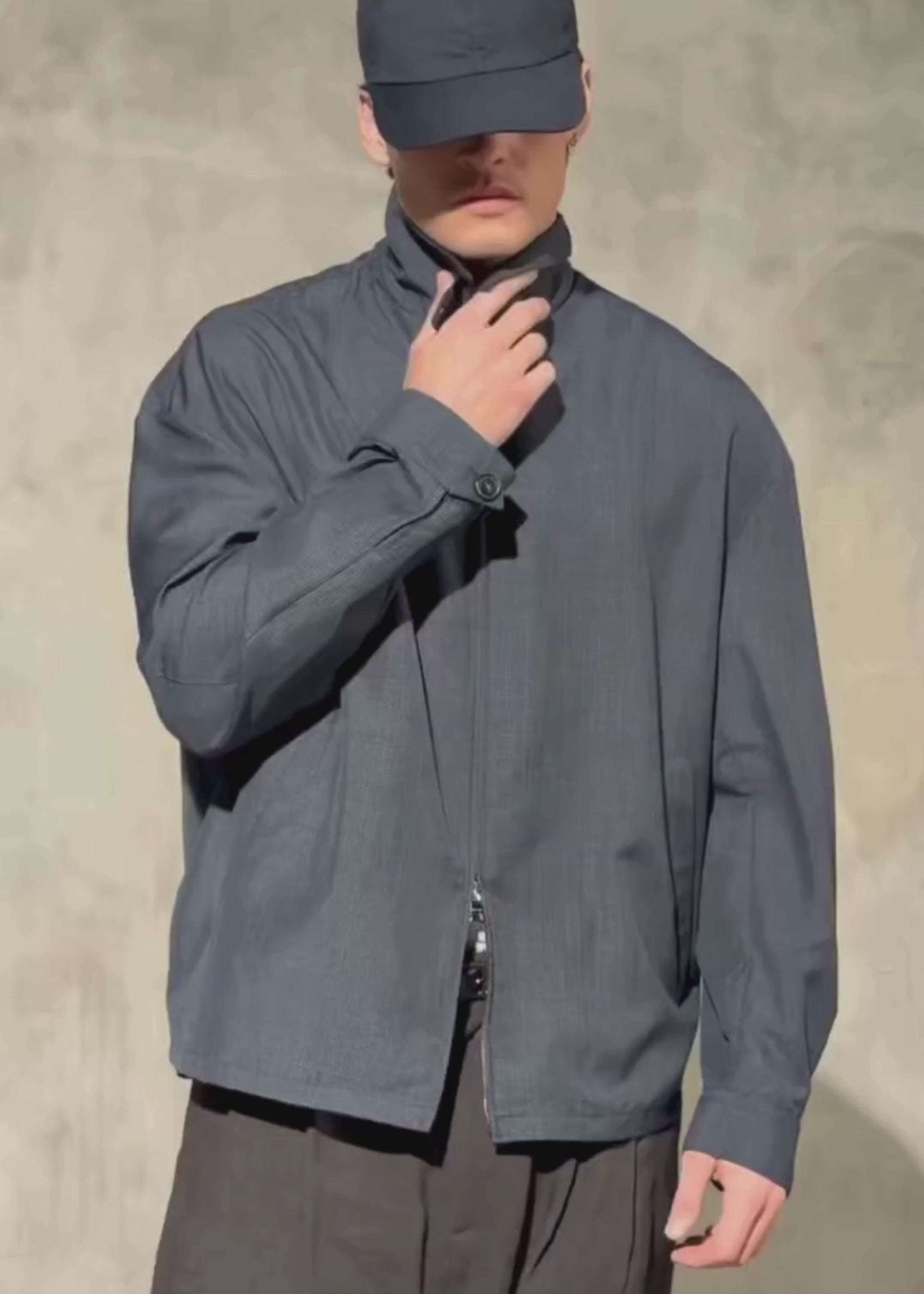 TAB FRONT ZIP JACKET - Midnight