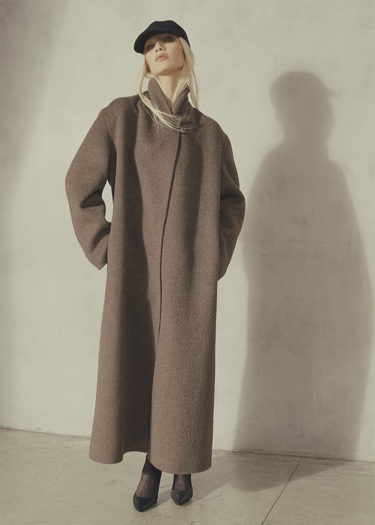 MOHAIR WOOL TOPCOAT - Mocha