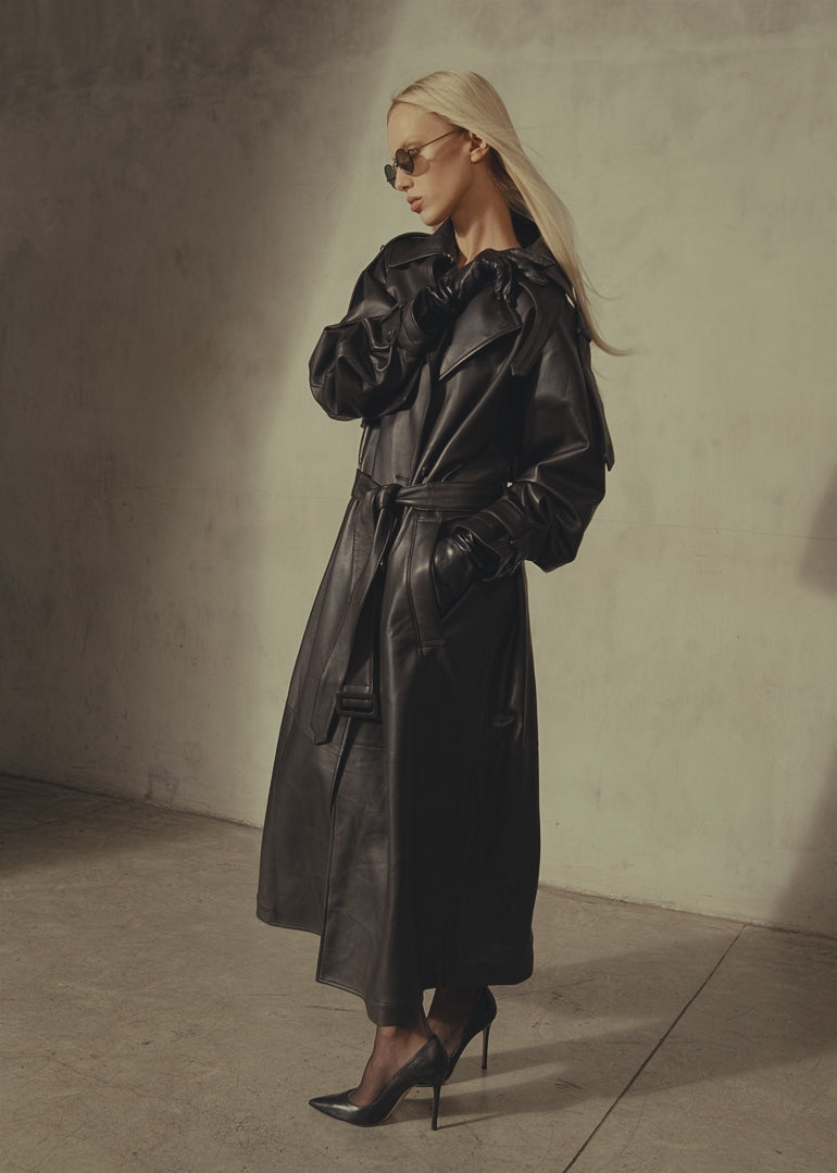 ITALIAN LEATHER TRENCH - Dark Espresso
