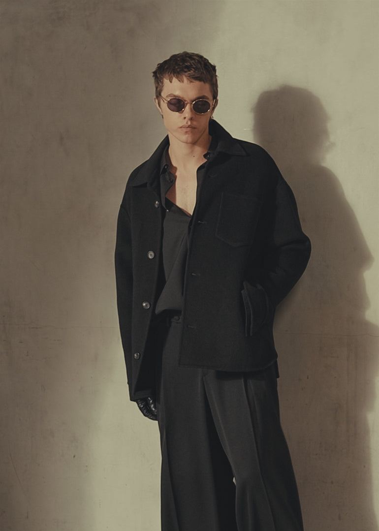 ITALIAN WOOL SHIRT JACKET - Noir