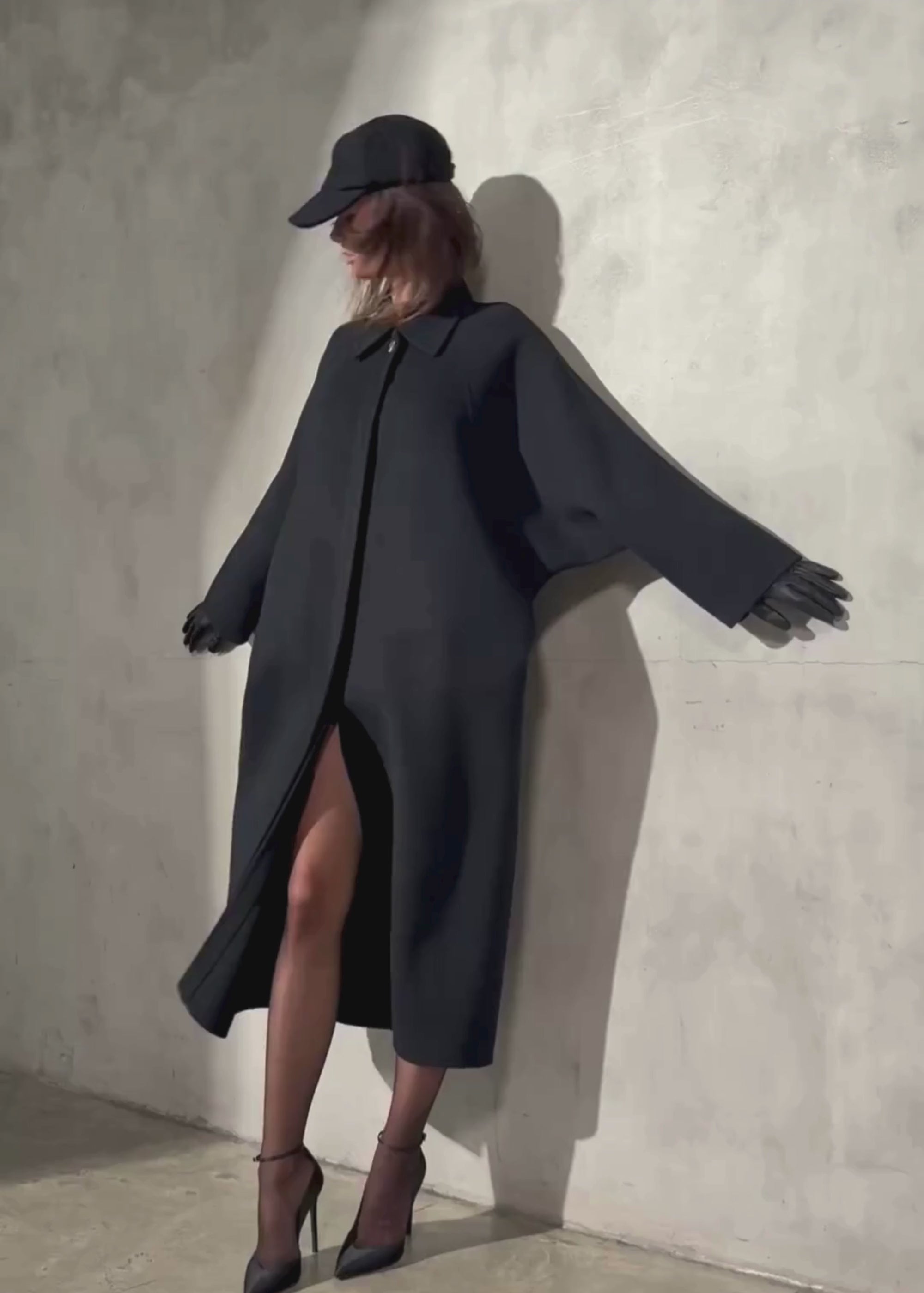 ITALIAN BATWING COAT - Noir