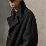 HERRINGBONE BELTED TOPCOAT - Charcoal