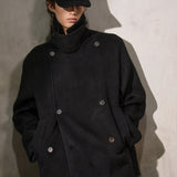 CASHMERE WOOL PEACOAT - Noir
