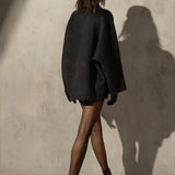 MOHAIR WRAP COAT - Charcoal